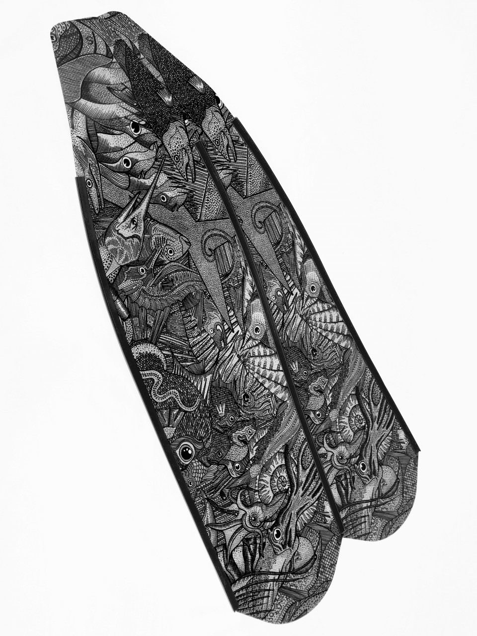 DiveR Carbon Blades Monochromatic Reef Life Black & White The Mr Dive