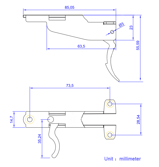 ERMES SUB Double Roll mechanism Speargun accessory trigger