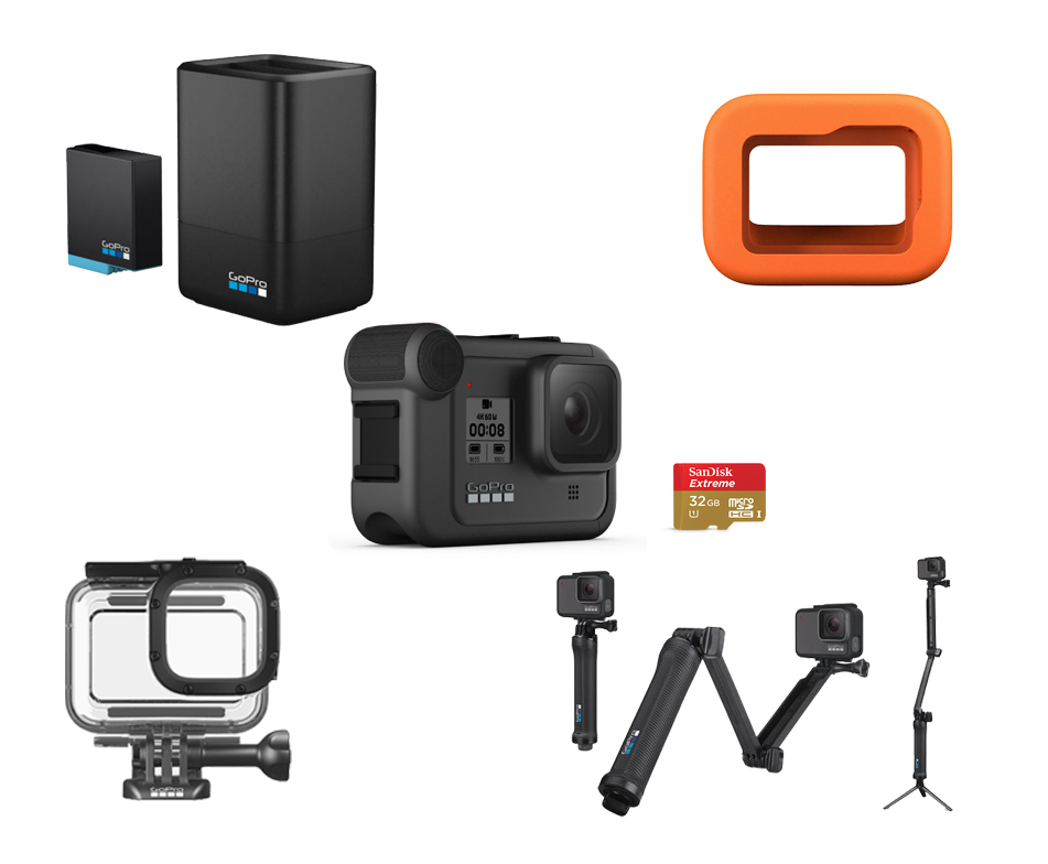 Gopro Hero8 Black 32g Sd Card Protective Housing Black Floaty Dual Battery Charger 3 Way