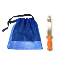 DivePRO Catch and Collect Abalone Pack - Abalone knife tool and waist bag [Abalone Tool Edge Type: Square] [Waist Bag Colour: Blue]