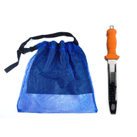DivePRO Catch and Collect Abalone Pack - Abalone knife tool and waist bag [Abalone Tool Edge Type: Serrated] [Waist Bag Colour: Blue]