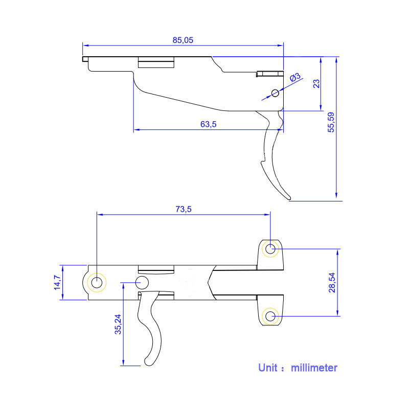 ERMES SUB Double Roll mechanism Speargun accessory trigger [Length: long]