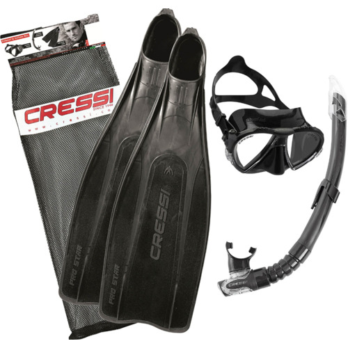 Cressi Pro Star Bag Mask Snorkel Fin Set [Size: 45/46]