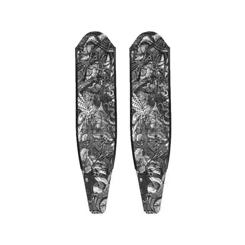 DiveR Carbon Blades Monochromatic Reef Life Black & White [stiffness: Soft]