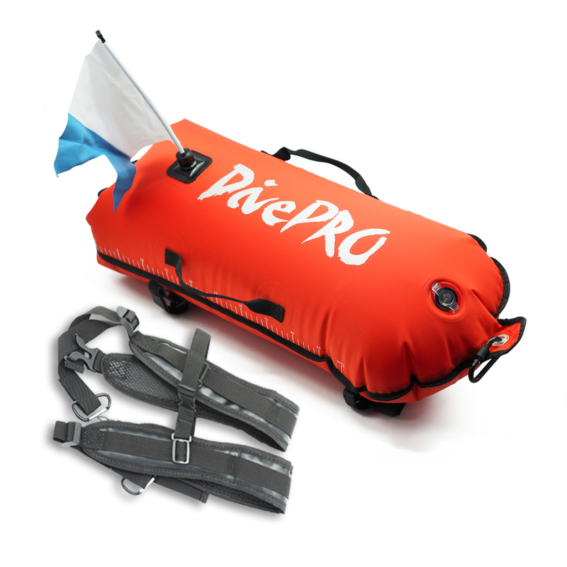DivePRO Spearfishing Backpack Float Dry Bag 30L with Float Line Alpha Flag Ruler Float with Detachable Shoulder Strap for Freediving