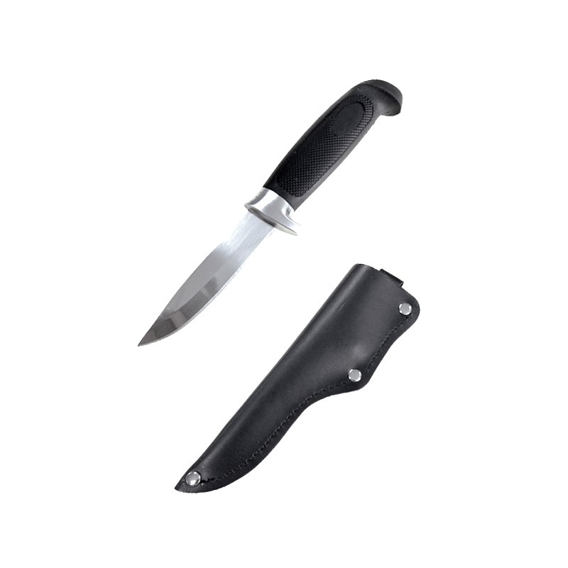 DivePRO Curved Black Fish Filleting Knife with Sheath  [Length: Short]