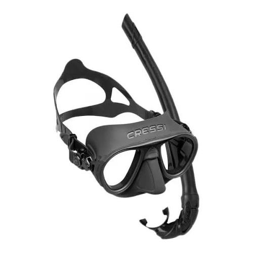 Cressi Calibro Mask + Corsica Snorkel Combo Set [BLACK]