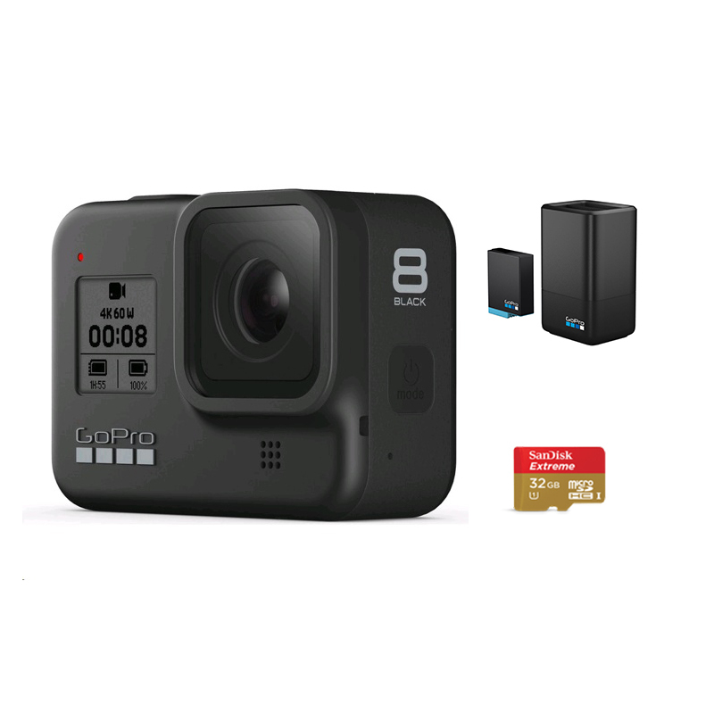 GoPro Hero8 Black + 32G SD Card  + Dual Battery Charger With Battery