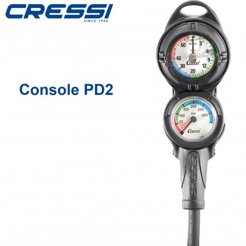 Cressi CONSOLE PD2 Pressure + Depth Gauge M/Bar